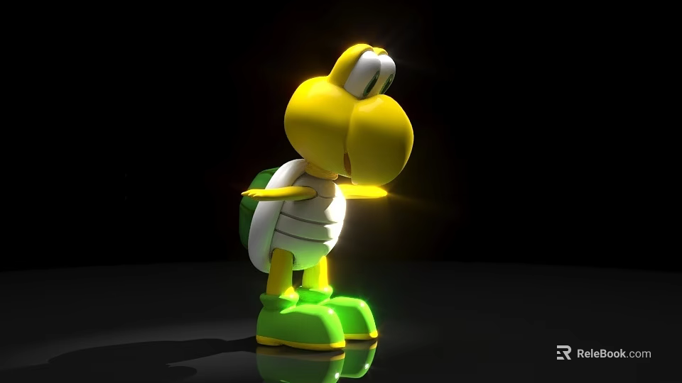 Cute Game Character With Yellow Body White Shell Green Shoes And Big Eyes 3d model 