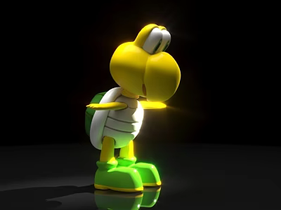 Cute Game Character With Yellow Body White Shell Green Shoes And Big Eyes 3d model