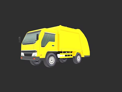 Bright Yellow Municipal Garbage Truck As Efficient Functional Waste Collection Vehicle 3d model