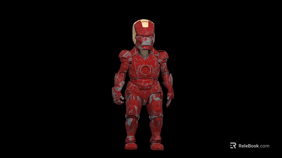 Red Armored Game Movie Character 3D Model With Glowing Chest And Full Body Armor 3d model 