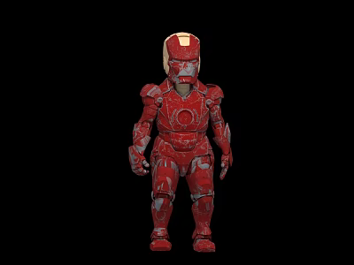 Red Armored Game Movie Character 3D Model With Glowing Chest And Full Body Armor 3d model