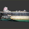 Circular Coastal Building Model Featuring Lighthouse Green Lawn And Surrounding Water