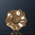 Elegant Ornamental Golden Rose Decoration with Shiny Surface on Dark Background