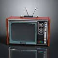 Vintage Retro Television With Wooden Case Antennas Control Knobs And Classic Design