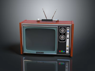 Vintage Retro Television With Wooden Case Antennas Control Knobs And Classic Design 3d model