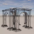 Event Entrance Gate Featuring Arched Top And Ornate Columns With Geometric Patterns 3d model