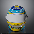 Car Racing Helmet Featuring Blue Yellow White Design Mild Seven Telemma Details