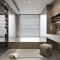 Modern Home Office Interior Design With Wooden Cabinets Computer Desk And Window Blinds