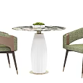 Green Fabric Leisure Chair With Brown Leather Armrests And Dark Legs With Gold Accents