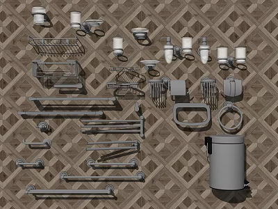 Essential Bathroom Accessories Including Towel Racks Toilet Paper Holders And Grab Bars 3d model