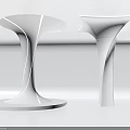 Modern Columns With Unique Sleek Curves And Glossy Finish Design In Gray Interior