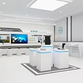 Smart Exhibition Hall Interior With Digital Screens And Display Counters 3d model