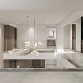 Modern Basement Interior Design With Comfortable Sofa Coffee Table Projector Screen And Lighting