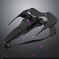 Futuristic Aerospace Concept Design With Silver Metallic Structure And Purple Lights