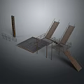Modern Industrial Metal Platform Structures With Stairs Railings Frame And Components 3d model