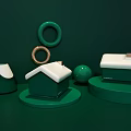 Luxury Green White House Shaped Small Appliances With Gold Rings Circular Base And Spherical Decor