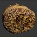 Freshly Baked Golden Fluffy Donut Topped with Crushed Nuts and Sweet Glaze