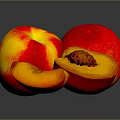 Fresh Juicy Red and Yellow Peaches With Sliced Flesh and Visible Pit