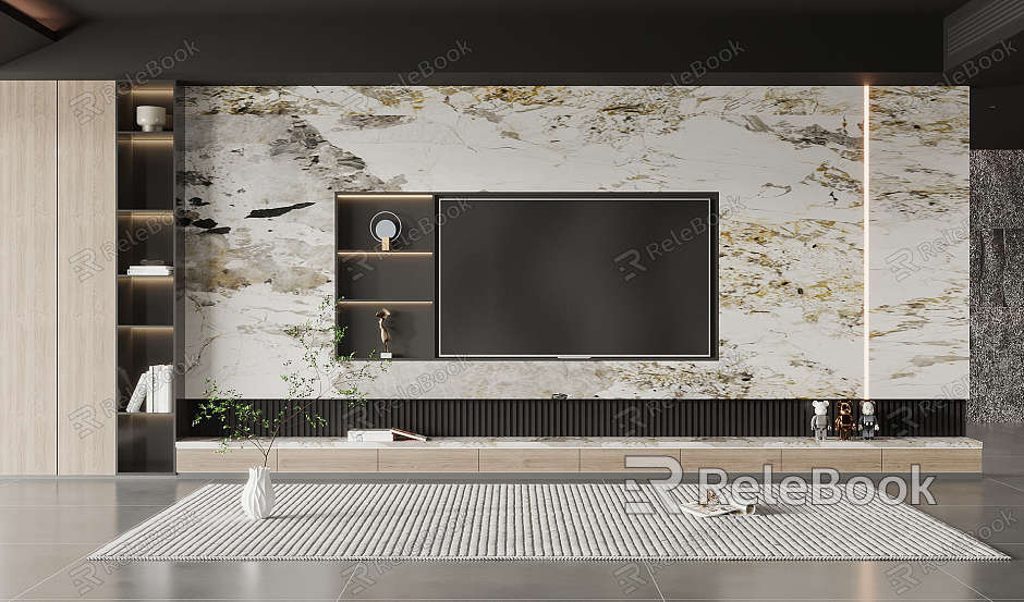 Modern TV background wall model