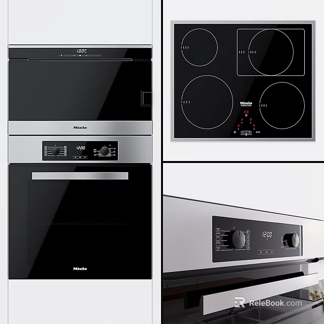 Modern Philips Built in Kitchen Appliances with Oven Induction Hob and Black Silver Finish 3d model 