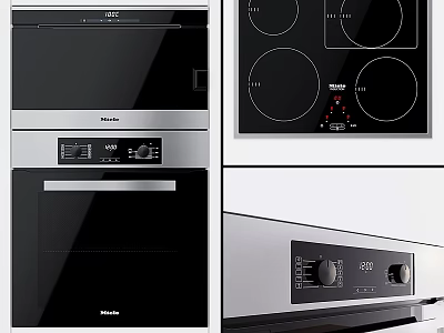 Modern Philips Built in Kitchen Appliances with Oven Induction Hob and Black Silver Finish 3d model