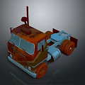 3D Orange Truck Cab Model With Antenna And Front Details 3d model