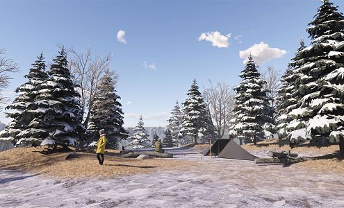 Modern Snow Park Landscape 3d model