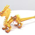 Innovative Tech Exhibition Hall Displaying Intricate Golden Dragon Model With Saddle And Rich Scales
