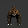 3D Rendered Brown Mythical Dragon With Spikes Open Mouth And White Claws