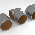 Silver Pipe Fittings with Brown Inner Lining and Different Shapes 3d model