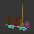 Green Military Communication Truck With Long Antenna Enclosed Cargo And Ladder