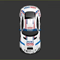 Mercedes Racing Car With Rear Wing White Blue Red Stripes And Sponsor Logos