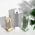 Modern Air Cooler Fans in Beige White Green Colors With Palm Plant and Vertical Design