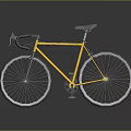Yellow Road Bicycle With Drop Handlebars Gray Seat And White Tires