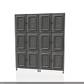 Gray Metal Storage Cabinets With Multiple Doors Layered Structure And Handles
