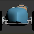 Blue Vintage Race Car With Open Top Streamlined Body And Spoked Wheels