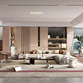 Modern Living Room Interior Design With Sectional Sofa Coffee Table Area Rug And Floor To Ceiling Windows