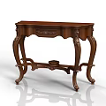 Classic Wooden Console Table With Carved Details And Curved Legs Design