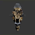 Fantasy Ornate Bone Weapon With Metal Components And Red Glowing Core Design