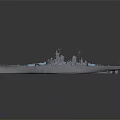 Warship 3D Model With Grey Hull Blue Components Deck Structure And Superstructure 3d model