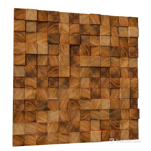 Wooden Square Block Wall Design Featuring Natural Wood Texture And Patterns 3d model