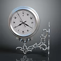 Elegant Silver Table Clock With Roman Numerals Ornate Metal Stand And Classic Design