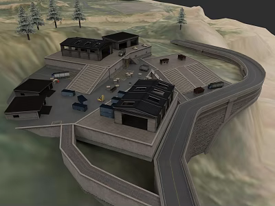 Industrial Equipment In Industrial Facility With Buildings Road And Vehicles 3d model