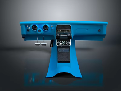 Blue Spacecraft Control Console with Digital Display and Operational Buttons for Aerospace Missions 3d model