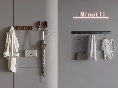 Wall Hooks for Hanging Clothes Bags Umbrella and Scarf on Modern Home Wall 3d model