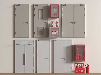 Fire Door Fire Extinguisher Camera 3d model