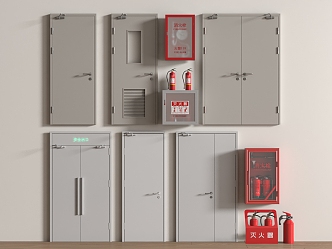 Fire Door Fire Extinguisher Camera 3d model