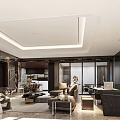 Elegant Modern Living And Dining Room Interior With Marble Sofa Coffee Table And Lighting