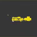 Yellow Industrial Mechanical Equipment Featuring Engine Block Pipes And Stable Mounting Base 3d model