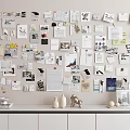 Creative Collage Wall With Notes Photos Sketches And White Cabinet Decor